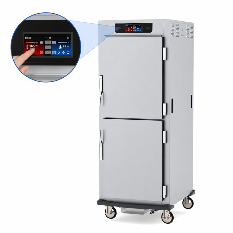 Product image #3 for Metro C5 9 Series Mobile Full-Height Pass-Thru Controlled Humidity Heated Holding and Proofing Cabinet, 17-Pan, Solid Dutch Doors, Lip Load Slides