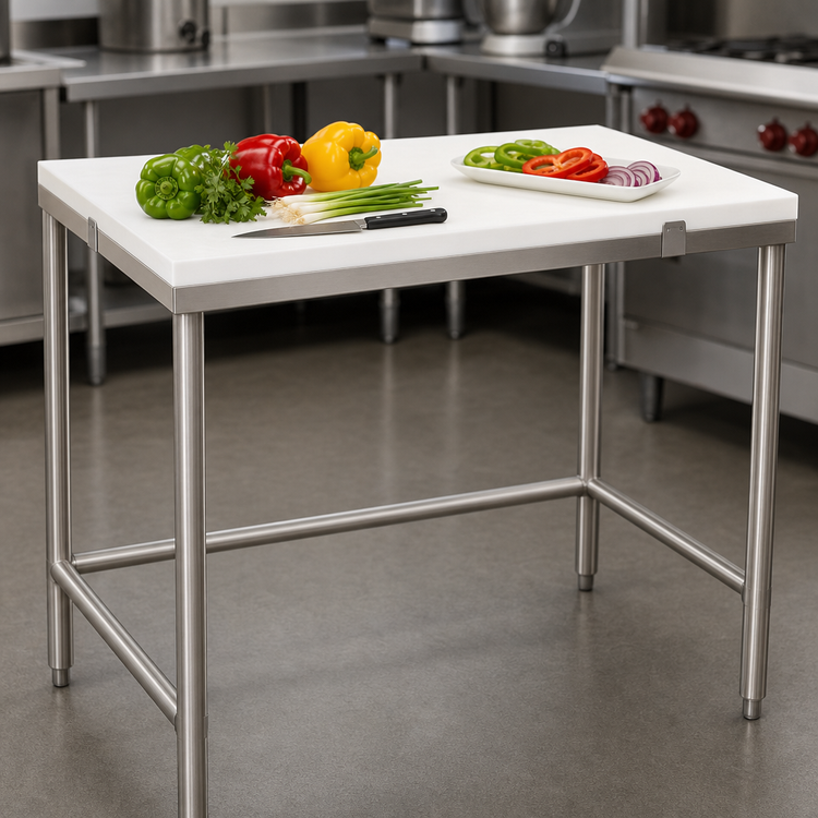 Product image #3 for Eagle Group 24 Inch x 24 Inch Poly Top Chopping Table with Stainless Steel Tubular Base