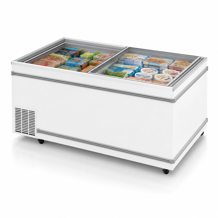 Product image #3 for Turbo Air TFS-25F-N Top Open Island Chest Freezer, 25.22 Cu. Ft., Flat Top, Sliding Glass Doors