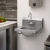 Thumbnail image #3 for Eagle Group Wall-Mounted 304 Stainless Steel Hand Wash Sink with Gooseneck Faucet and Basket Drain, 13-1/2 x 9-3/4 x 6-3/4-Inch Bowl
