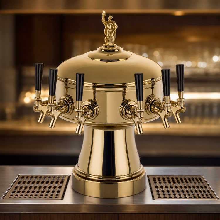 Product image #3 for Perlick Gambrinus Dual-Sided Countertop Glycol-Cooled Draft Beer Tower, 3 Faucets Per Side, Polished Chrome