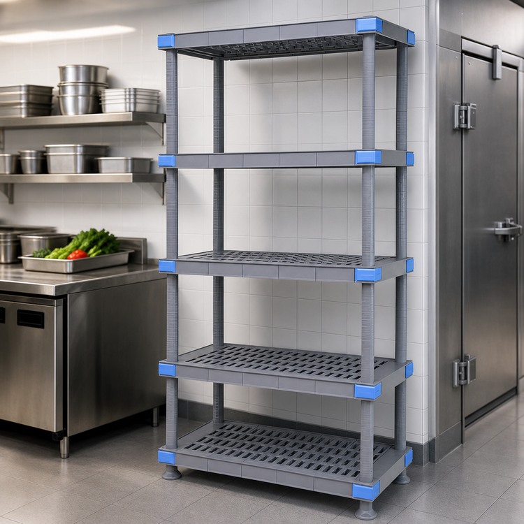 Product image #3 for Millenia 48" W x 21" D x 86" H Polymer Stationary Starter Shelving Unit with 5 Open Grid Shelves