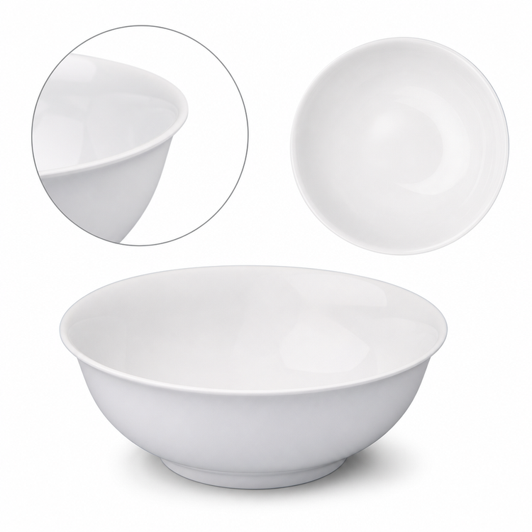 Product image #4 for Winco 52 oz White Rimless Round Melamine Bowl, 8-1/2 Inch Diameter