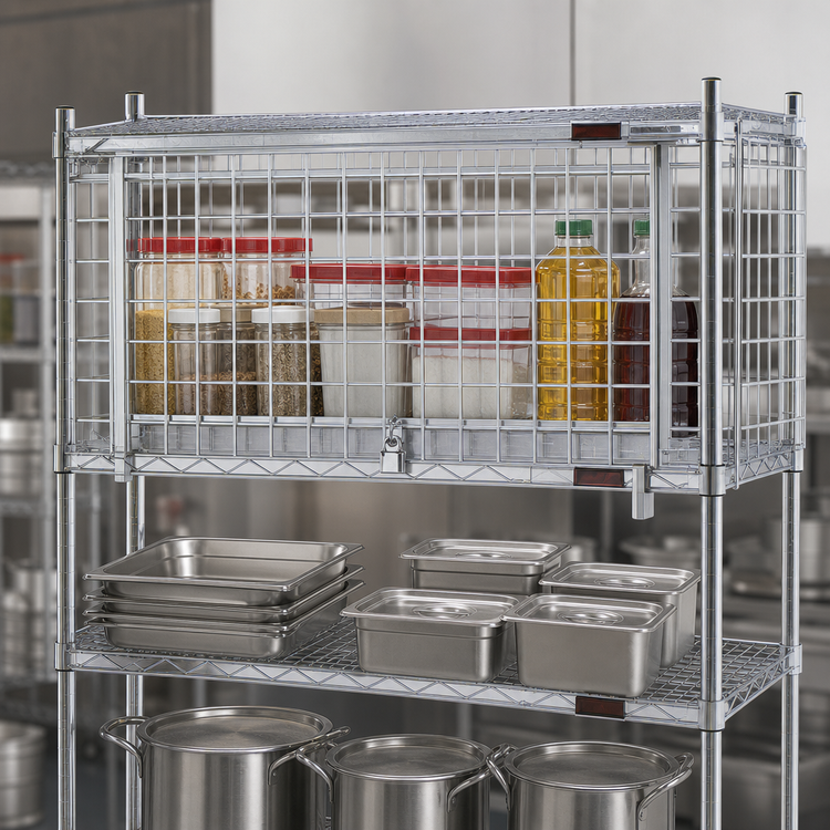 Product image #3 for EAGLEbrite Zinc Security Enclosure Kit with Flip-Up Door for Wire Shelving, 48 W x 21 D