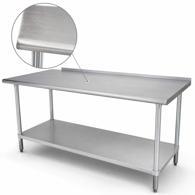Product image #3 for Advance Tabco 120" x 36" Stainless Steel Work Table with Adjustable Undershelf and 1-1/2" Rear Backsplash
