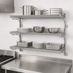 Thumbnail image #3 for Eagle Group QuadTruss S2-3B-SSW1830C 3-Tier Wall-Mounted Open-Wire Shelf Kit, 30 x 18 Inches, Chrome