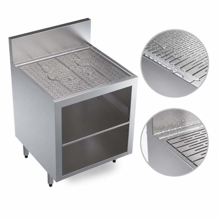 Product image #3 for Krowne Royal Series 24-Inch Underbar Glass Rack Storage Unit with Drainboard Top and Middle Shelf