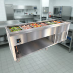 Thumbnail image #2 for Duke Manufacturing Thurmaduke TCM-88SS-N7 88-Inch Mobile Refrigerated Cold Food Unit with 8-Inch-Deep NSF 7 Cold Pan