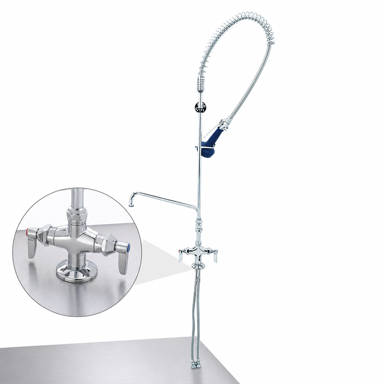 Product image #3 for T&S Brass EasyInstall Single-Hole Deck Mount Pre-Rinse Unit with 12-Inch Add-On Faucet and 1.07 GPM Spray Valve