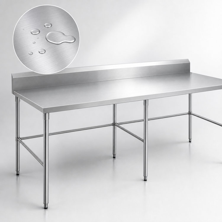 Product image #3 for Sapphire 108-Inch Stainless Steel Underbar Work Table with 5-Inch Backsplash and Open Galvanized Base