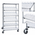 Thumbnail image #3 for Quantum Slanted Shelf Cart with 5 Shelves and 20 Clear Bins, 36 x 18 x 69 Inch, Chrome Plated