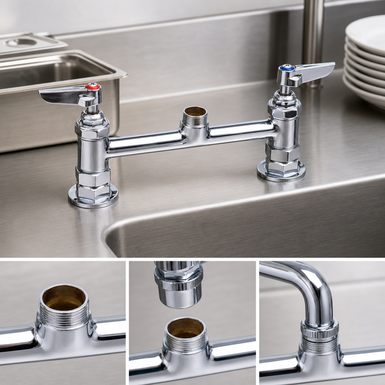 Product image #3 for T&S Brass B-0220-LN 8-Inch Center Deck Mount Mixing Faucet, Less Nozzle