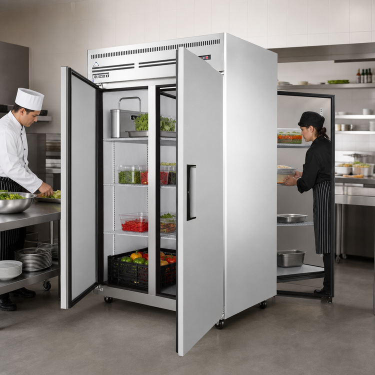 Product image #3 for Everest Refrigeration ESPT-2S-2S Pass-Thru Two-Section Reach-In Refrigerator, 48 Cu. Ft., Stainless Steel