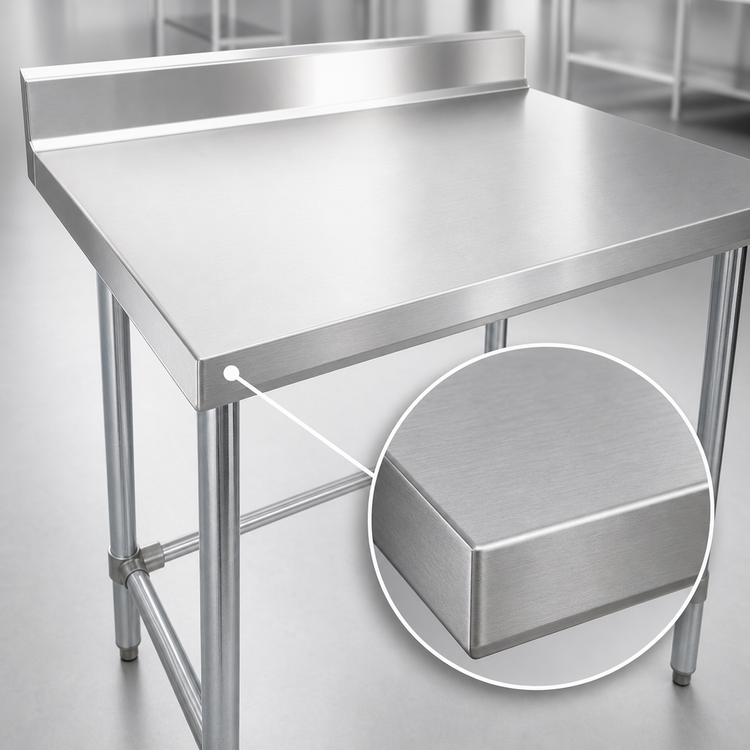 Product image #3 for BK Resources 30 x 30 Inch Open Base Stainless Steel Corner Work Table with 5-Inch Backsplash
