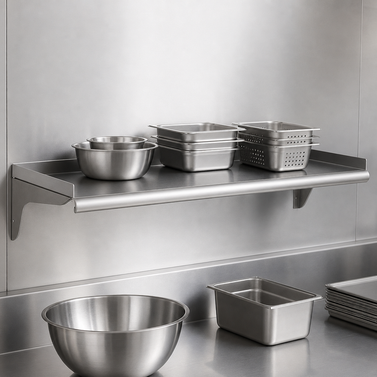Product image #3 for Eagle Group 36 Inch Wall-Mounted Shelf, 10 Inch Deep, 16 Gauge 304 Stainless Steel