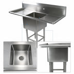 Thumbnail image #3 for John Boos Pro-Bowl 41PB16204-2D24 1-Compartment Stainless Steel Sink with Left & Right Drainboards, 67-1/4"W, 14-Gauge, 10" Backsplash