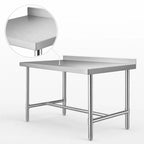 Thumbnail image #3 for Klinger's Trading HBST1848 48-Inch x 18-Inch 18-Gauge Stainless Steel Open-Base Work Table with 2-Inch Rear Upturn