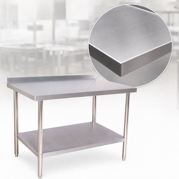 Product image #3 for Klinger's Trading ABST1848 48-Inch x 18-Inch Stainless Steel Work Table with 2-Inch Rear Backsplash and Undershelf