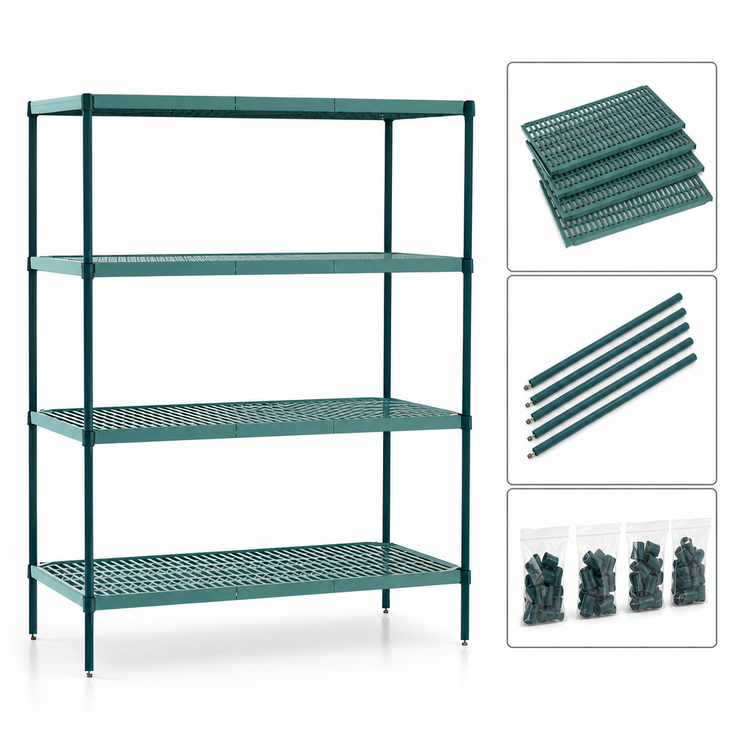 Product image #3 for Metro Super Erecta Pro 24"W x 48"D x 74"H Stationary 4-Shelf Polymer Shelving Starter Unit, Green