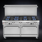 Thumbnail image #3 for Southbend (Middleby) Ultimate 4604DD-6L 60-Inch Gas Restaurant Range with 9 Open Burners, 2 Standard Ovens and Stainless Steel Backriser Shelf