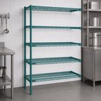 Thumbnail image #3 for Eagle Group EagleGard A5-74-2442E 5-Tier Add-On Wire Shelving Unit, 42W x 24D x 74H, Blue-Green Hybrid Epoxy Finish