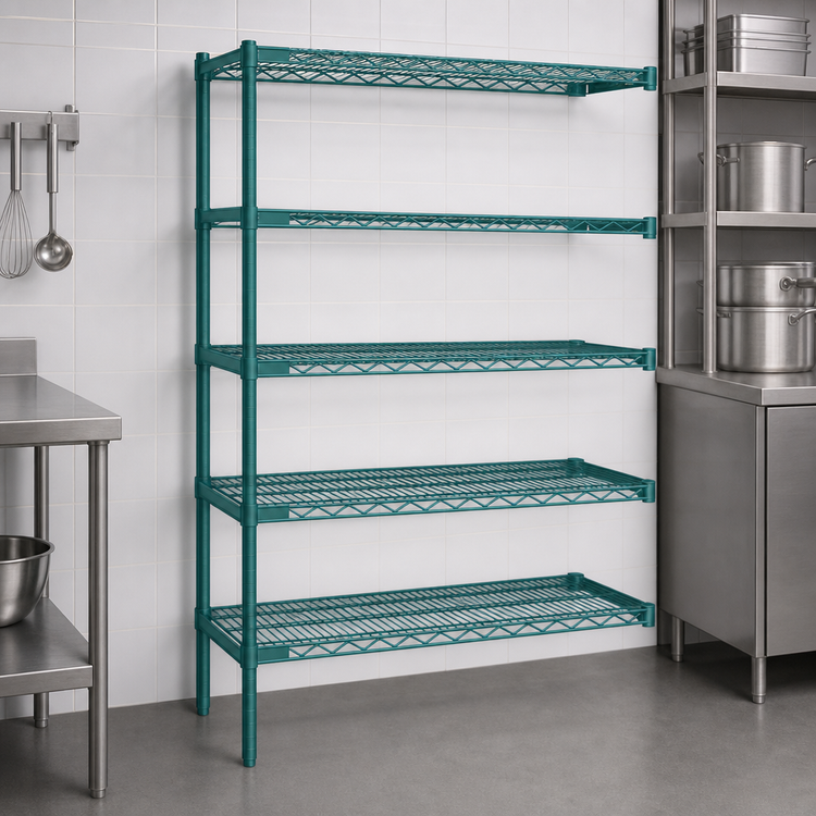 Product image #3 for EagleGard 5-Tier Add-On Wire Shelving Unit, 42W x 24D x 74H, Blue-Green Hybrid Epoxy Finish