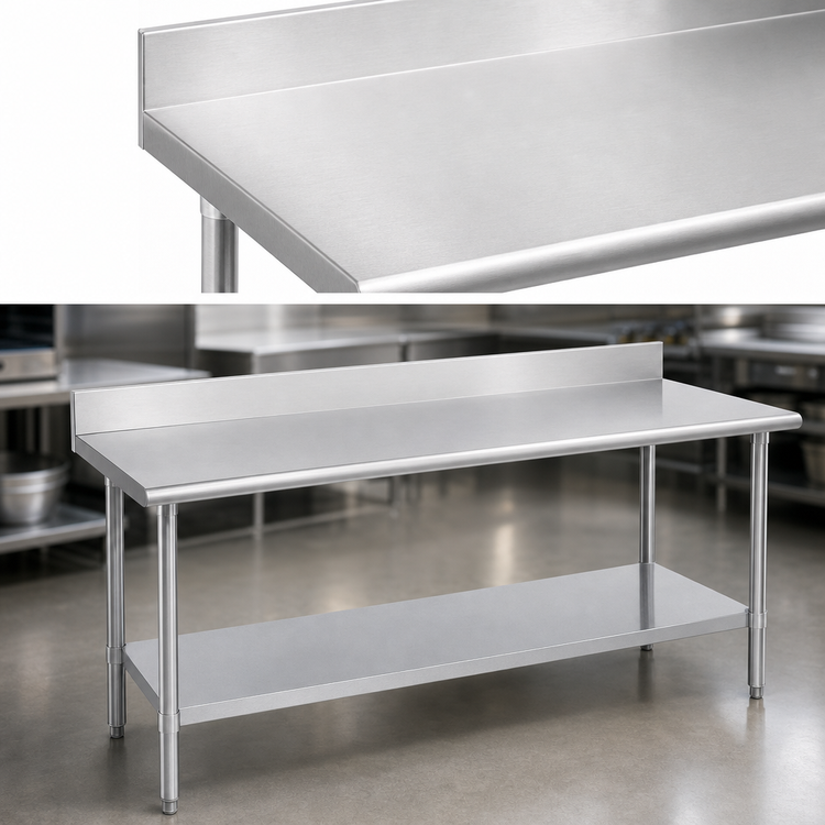 Product image #3 for Duke 60 Inch x 24 Inch Stainless Steel Work Table with 5 Inch Riser and Galvanized Undershelf