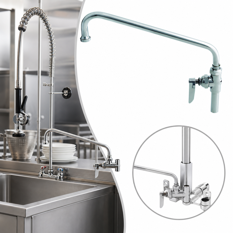 Product image #3 for T&S Brass B-0158 Add-On Pre-Rinse Faucet with 14-Inch Swing Nozzle and Lever Handle