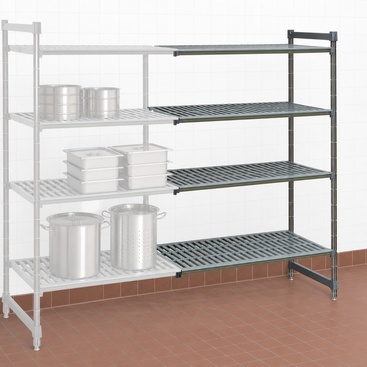 Product image #3 for Cambro Camshelving Basics Plus 18 x 36 x 64 Inch 5-Tier Vented Add-On Polymer Shelving Unit