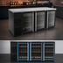 Thumbnail image #3 for Pro-Line E-Series Three-Section Refrigerated Back Bar Cabinet, 80 Inch, Self-Contained, 3 Glass Doors