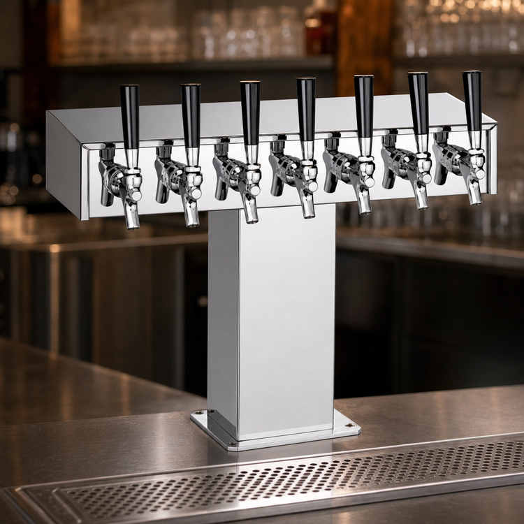 Product image #3 for Perlick Century Wide Base 8-Faucet Glycol-Cooled Tee Draft Beer Tower