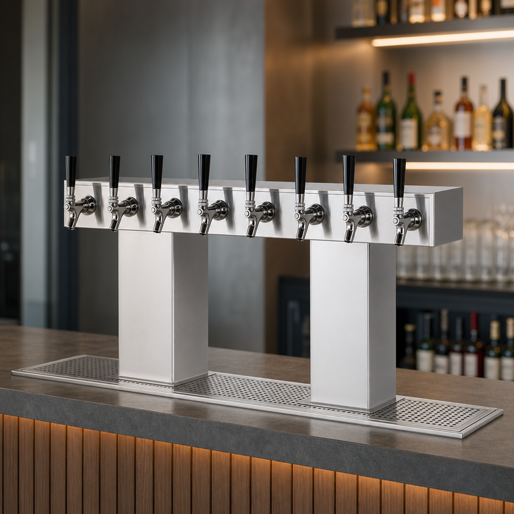 Product image #3 for Perlick Extra High 24-Faucet Countertop Glycol-Cooled Bridge Tee Draft Beer Tower, Stainless Steel Finish