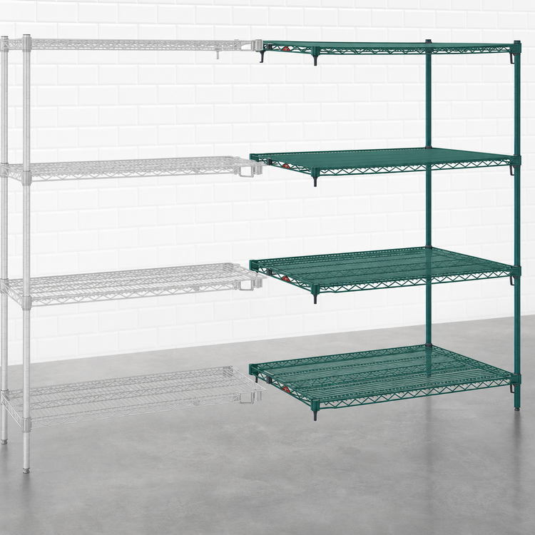 Product image #4 for Metro Super Erecta Super Adjustable Add-On Wire Shelving Unit, 72W x 21D x 63H, 4 Shelves, Green Epoxy-Coated