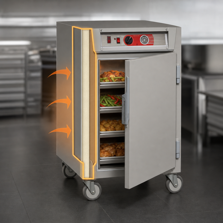 Product image #3 for Metro C5 6 Series Mobile Half-Height Pass-Thru Heated Holding Cabinet with Solid and Double-Pane Tempered Glass Doors