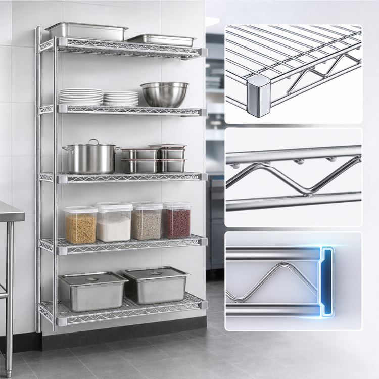 Product image #3 for Eagle Group 5-Tier Add-On Wire Shelving Unit with QuadTruss®, 60 x 24 x 86 Inches, Chrome-Plated Finish