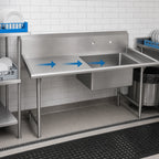 Thumbnail image #3 for John Boos Pro-Bowl SDT6-S108SBK-L Straight Soiled Dishtable, 108"W, Left-to-Right, 20" x 20" x 8" Pre-Rinse Bowl