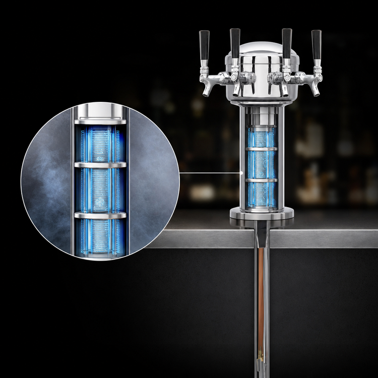 Product image #3 for Micro Matic Mini-Mushroom Countertop Glycol-Cooled Draft Beer Tower with 4 Faucets