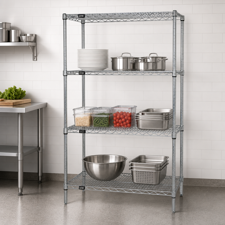 Product image #3 for Quantum 86-Inch Chrome Plated Wire Shelving Starter Kit, 54W x 21D x 86H, 4 Shelves