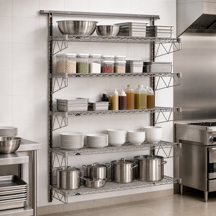 Product image #3 for Metro SmartWall Tall Wall-Mounted Shelving Starter Kit, 5 Wire Shelves
