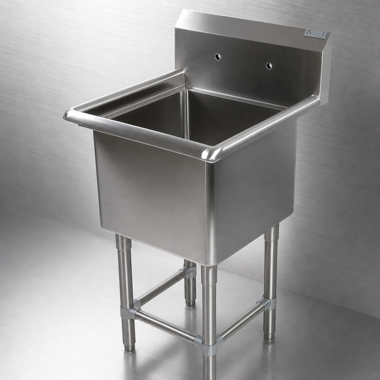 Product image #3 for John Boos Pro-Bowl 1-Compartment 14-Gauge Stainless Steel Compartment Sink with Legs, 24" x 24" x 12" Bowl