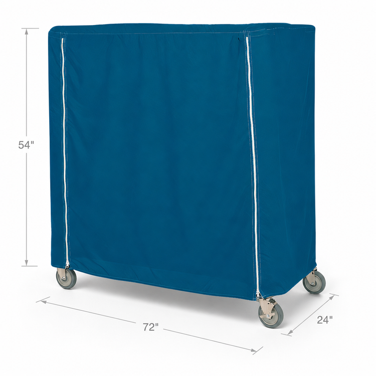 Product image #3 for Metro 72 x 24 x 54 Inch Mariner Blue Uncoated Nylon Cart Cover for Queen Mary & Banquet Carts