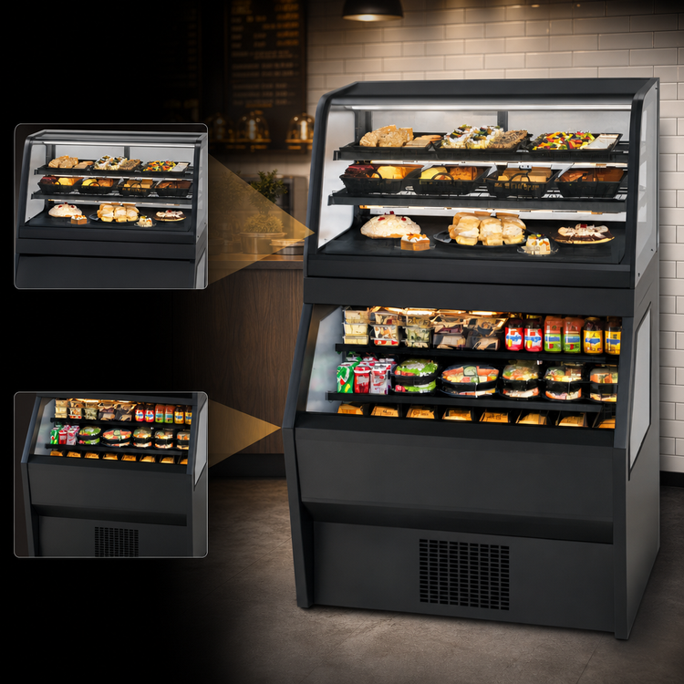 Product image #3 for 48-Inch Hybrid Refrigerated Merchandiser with Self-Serve Bottom and Refrigerated Service Top
