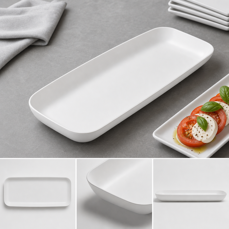 Product image #3 for American Metalcraft 24-Inch Rectangular White Melamine Platter