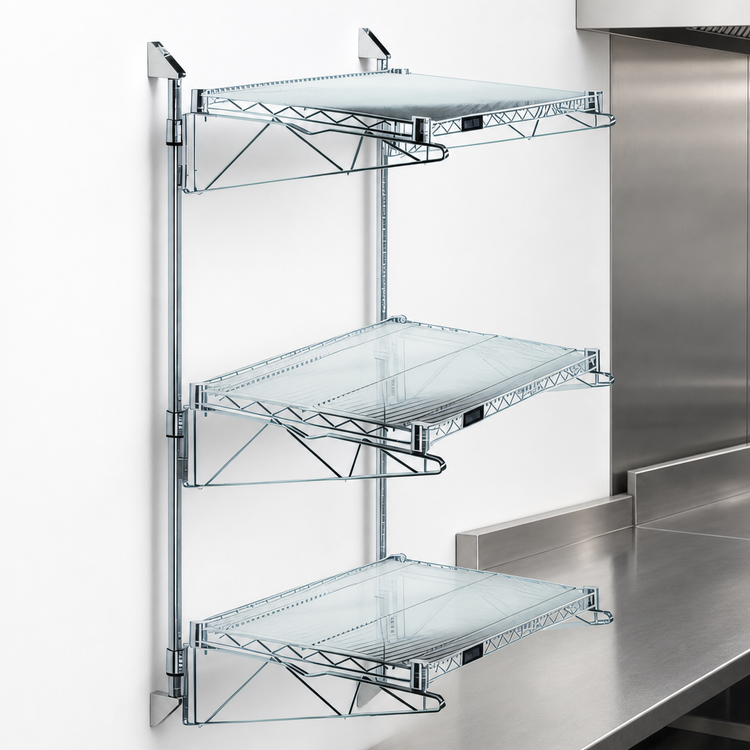 Product image #3 for Quantum Wall-Mounted Cantilever Starter Unit with 3 Wire Shelves, 54-Inch Posts