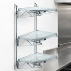 Thumbnail image #3 for Quantum WC54-CB2130C Wall-Mounted Cantilever Shelving Starter Unit with 3 Wire Shelves, 54-Inch Posts, Chrome-Plated Finish
