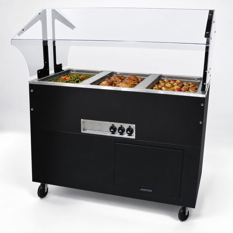 Product image #3 for Advance Tabco Portable Electric Hot Food Buffet Table with 3 Sealed Wells, Stainless Steel Top, and Matte Black Base