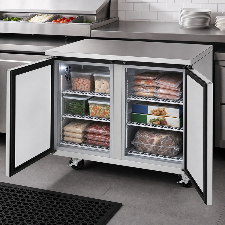 Product image #3 for Turbo Air M3 Series 36-Inch Two-Section Undercounter Freezer with Rear-Mount Self-Contained Refrigeration