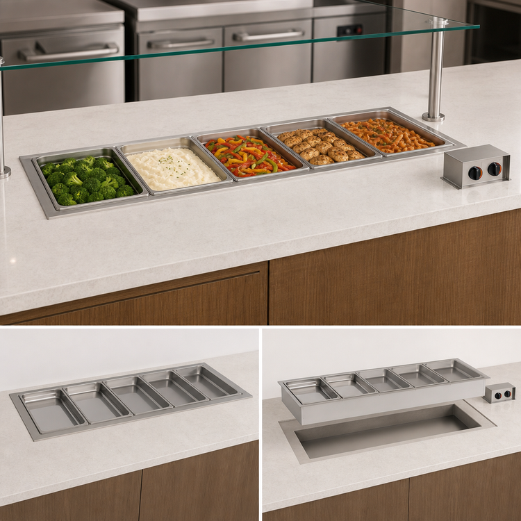 Product image #3 for Halo Heat Insulated Drop-In Electric Hot Food Well, 5 Full-Size Pan Capacity