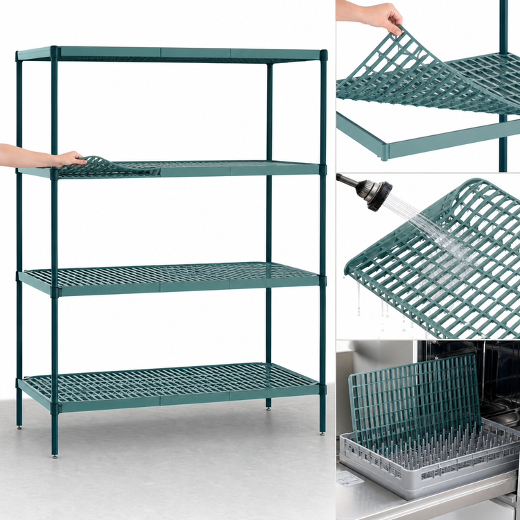 Product image #3 for Metro Super Erecta Pro 21 in. x 42 in. x 74 in. Green Stationary Polymer Starter Shelving Unit with 4 Shelves