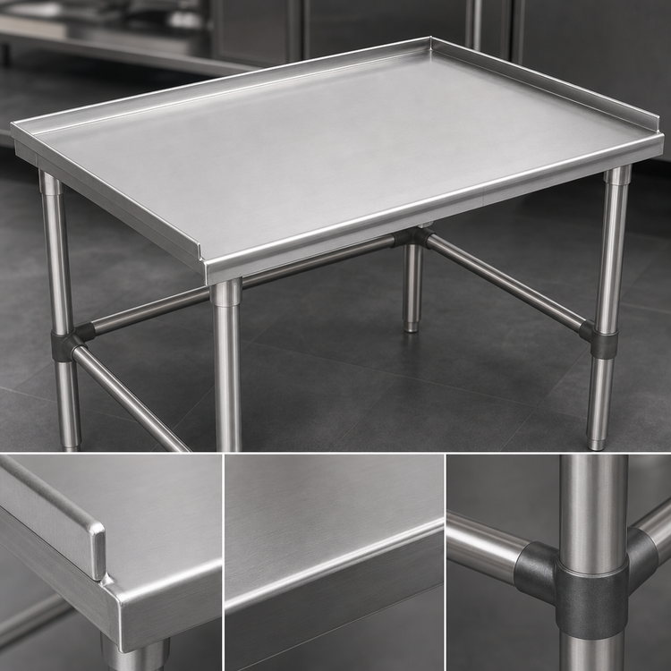Product image #3 for John Boos 18 Inch W x 30 Inch D x 24 Inch H 16-Gauge Stainless Steel Equipment Stand with 1-1/2 Inch Up-Turned Back and Sides